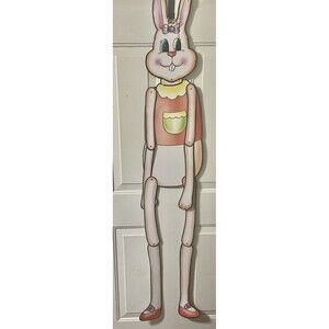 Vintage Bunny Rabbit Girl 60"  Die Cut Paper Decoration RARE